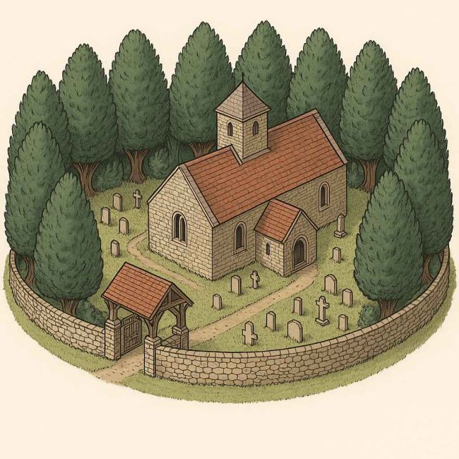 Yews Surrounding a Saxon Church