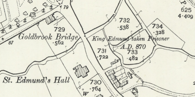 Map of Goldbrook Bridge where Saint Edmund was Captured