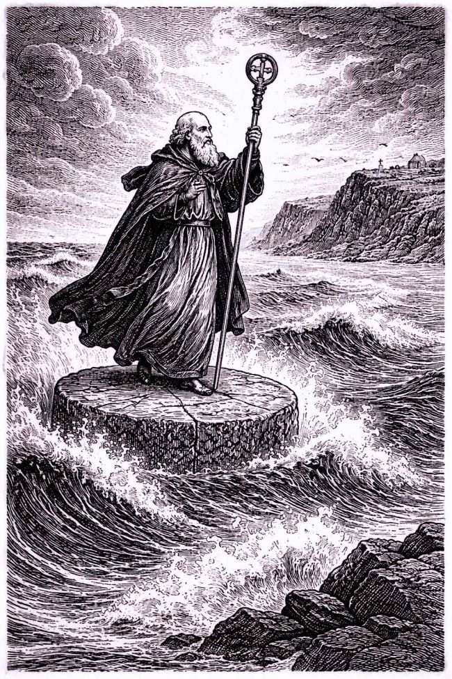 Saint Piran on a Mill Stone