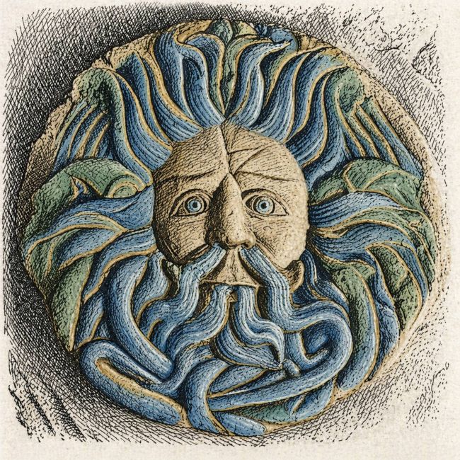 The Gorgan's Head with Blue Colouring